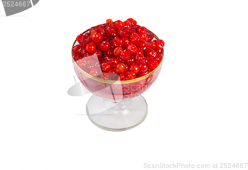 Image of Viburnum berries in syrup on a white background.