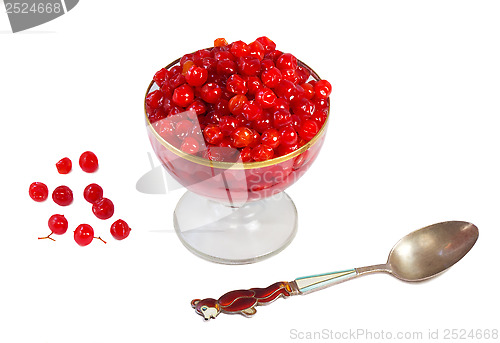 Image of Viburnum berries in syrup on a white background.