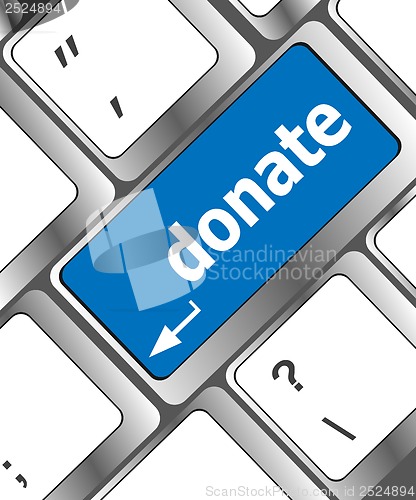 Image of donate button on computer keyboard pc key