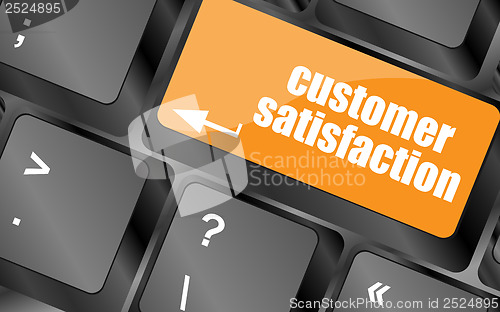 Image of customer satisfaction key word on computer keyboard