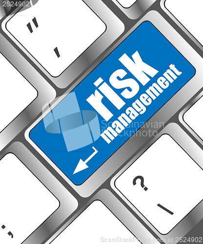 Image of Keyboard with risk management button, internet concept