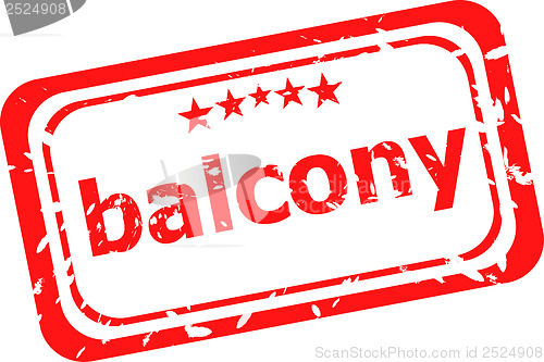 Image of balcony word on red rubber grunge stamp
