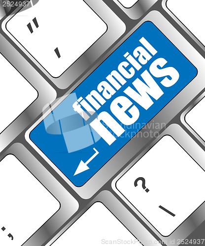 Image of financial news button on computer keyboard key