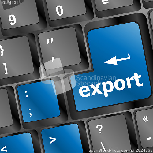 Image of export word on computer keyboard key button