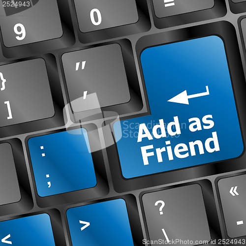 Image of Social media or social network concept: Keyboard with Add As Friend button