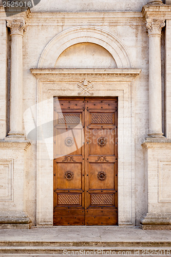Image of Wooden Door in Pienza Italy