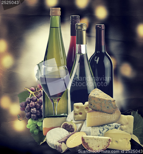 Image of Wine ,Grape And Cheese