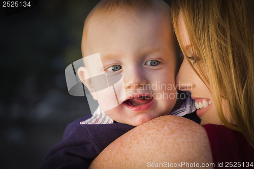 Image of Cute Red Head Infant Boy Portrait with His Mother