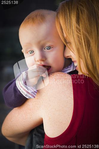 Image of Cute Red Head Infant Boy Portrait with His Mother