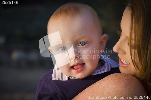 Image of Cute Red Head Infant Boy Portrait with His Mother