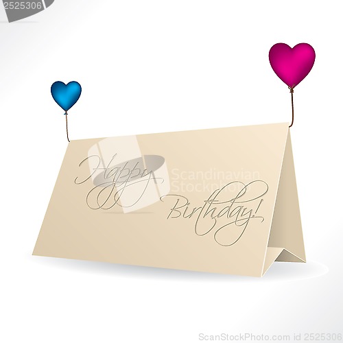 Image of Birthday card with heart shaped balloons 