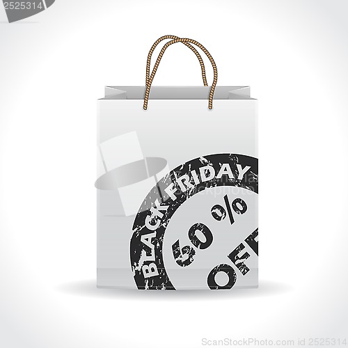 Image of Black friday shopping bag with grunge stamp