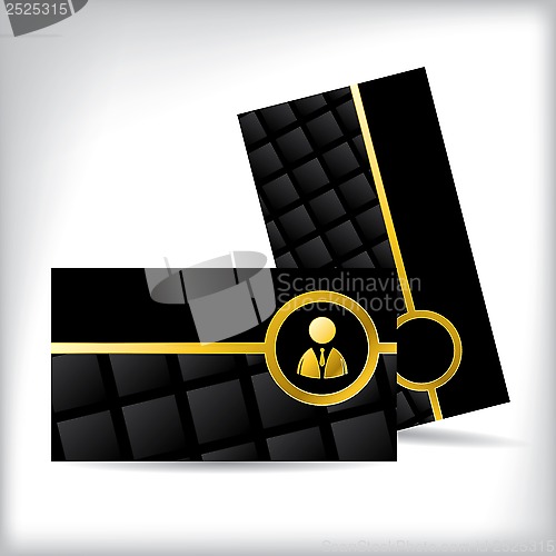 Image of Black business card with business man icon 