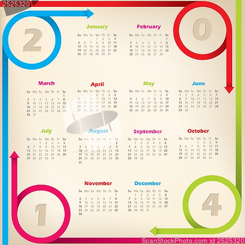 Image of Cool new 2014 calendar with arrow ribbons