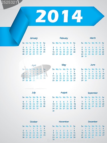 Image of Blue ribbon calendar design for 2014