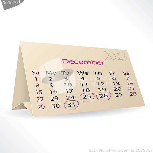Image of 2013 december calendar design