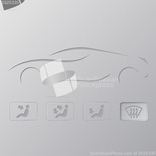 Image of Car silhouette with flat icons