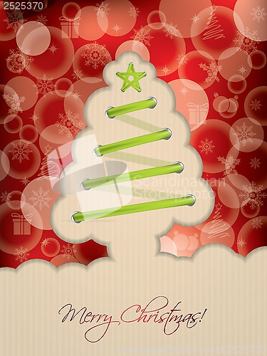 Image of Red christmas card with tree shoelace