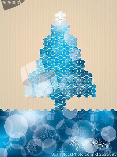 Image of Hexagon christmas greeting with striped background
