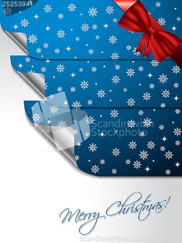 Image of Blue greeting card with stickers shaping christmas tree