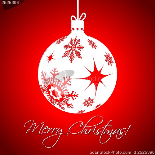 Image of White christmas decoration on red background 