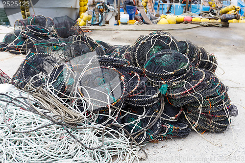 Image of Empty seafood net traps