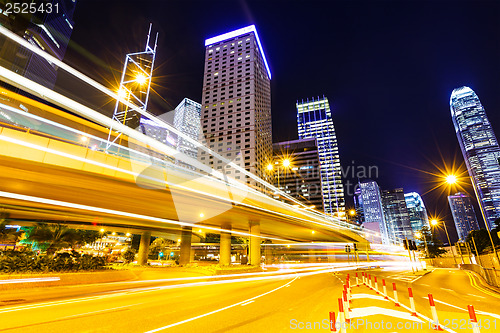 Image of Traffic car lights in Hong Kong night