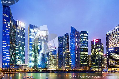 Image of Urban cityscape in Singapore at night