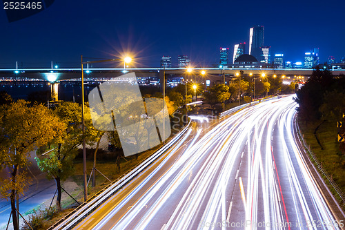 Image of Busy traffic in Seoul city at night