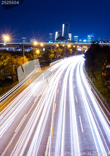 Image of Busy traffic in Seoul city at night