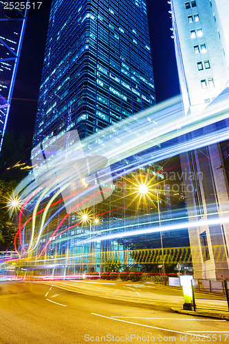 Image of Traffic trail in Hong Kong at night