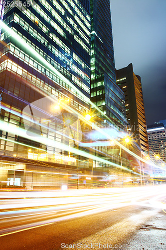 Image of Traffic trail in Hong Kong at night