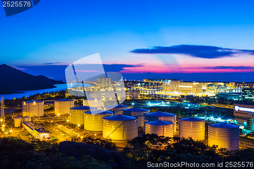 Image of Oil tanks at night