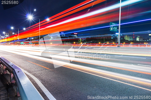 Image of Busy traffic on highway at night