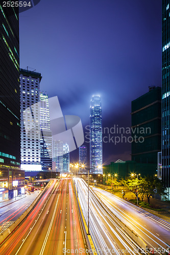Image of Busy traffic in Hong Kong at night