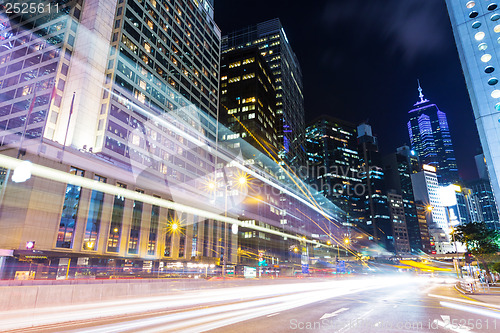 Image of Traffic car lights in Hong Kong night