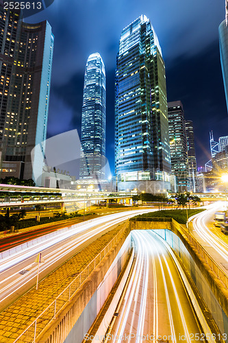 Image of Busy traffic in Hong Kong at night