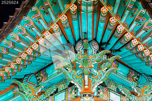 Image of Traditional paintwork on wooden buildings, dancheong