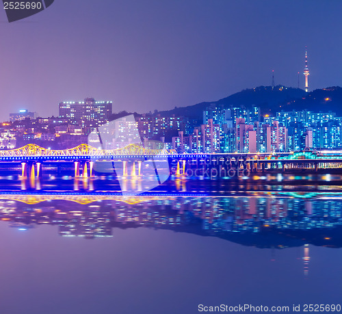 Image of Seoul city at night in South Korea