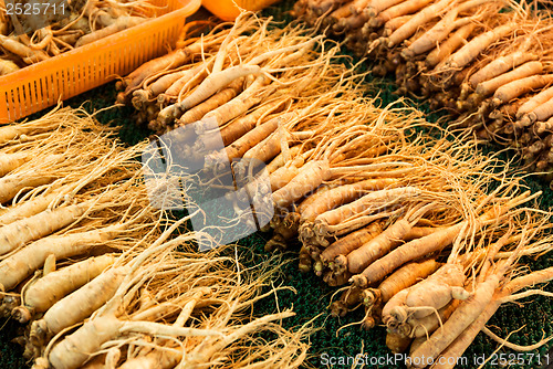 Image of Fresh ginseng in Korean food market