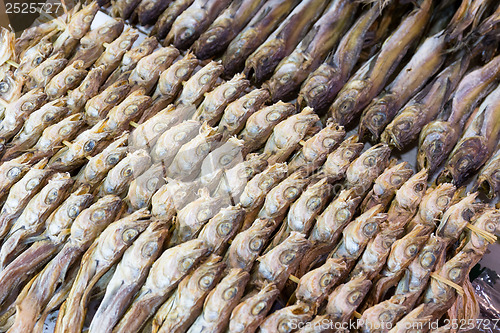 Image of Dry salty fish for sell in Korean market