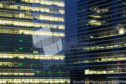 Image of Modern office building at night