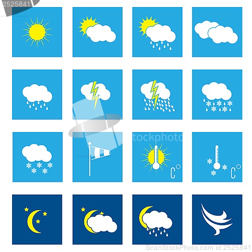 Image of Flat weather icon set of 16