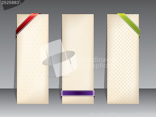 Image of Retro label set with color ribbons