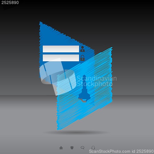 Image of Scribbled login screen in blue 
