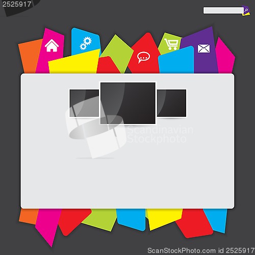 Image of Website design with color paper label button bar