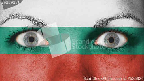 Image of Close up of eyes with flag