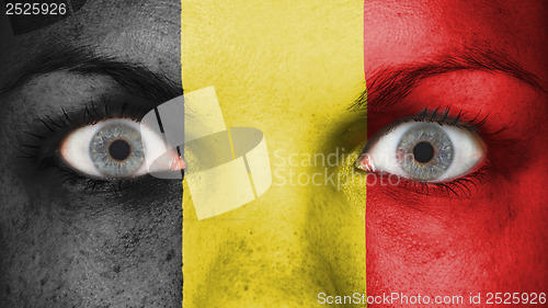 Image of Close up of eyes with flag