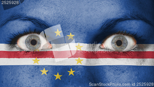 Image of Close up of eyes with flag