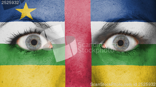 Image of Close up of eyes with flag